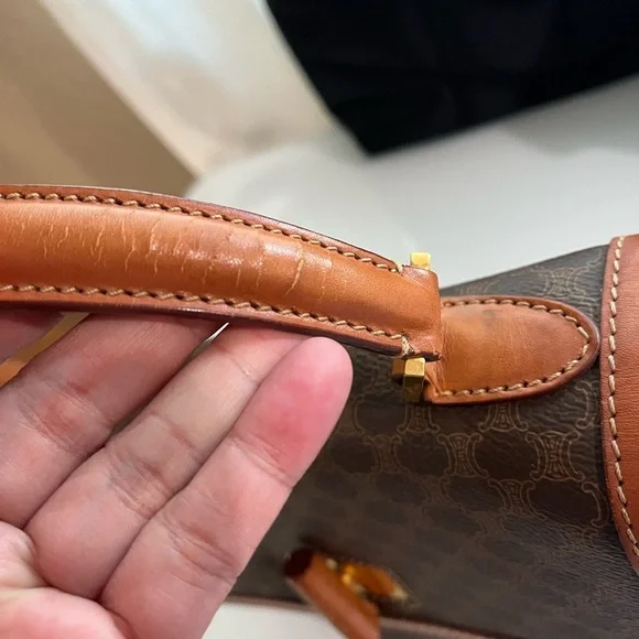 CELINE BROWN MACADAM PVC LEATHER HANDBAG - Picture 4 of 16